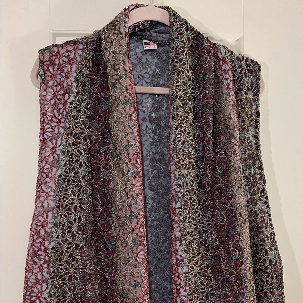 Boutique Boho Multicolor Long Floral Stitched Vest